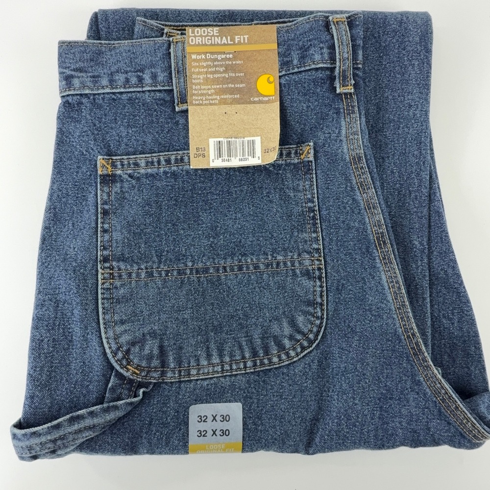 Carhartt Loose Original Fit Work Dungaree Blue Jeans Mens 32x30 B13 DPS NWT NOS
